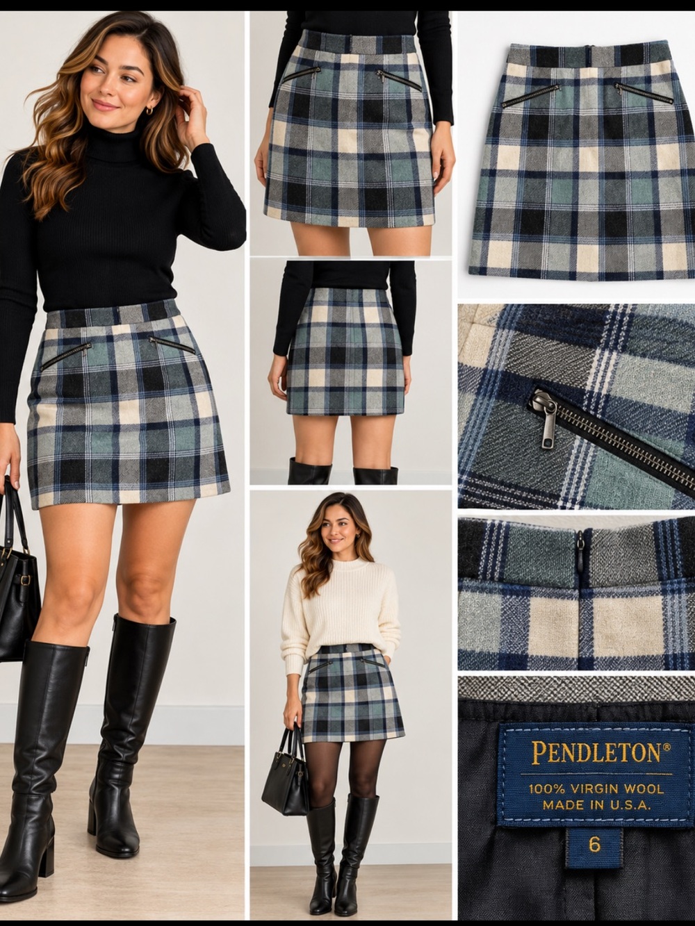 Pendleton Plaid virgin Wool Mini Skirt Size 6